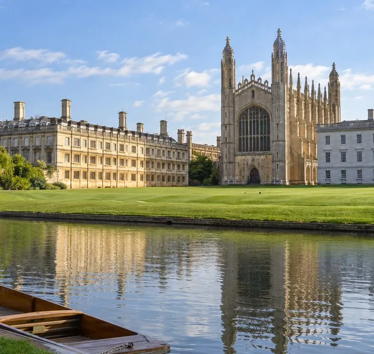 King's College Chapel from the Backs across the River Cam, Cambridge