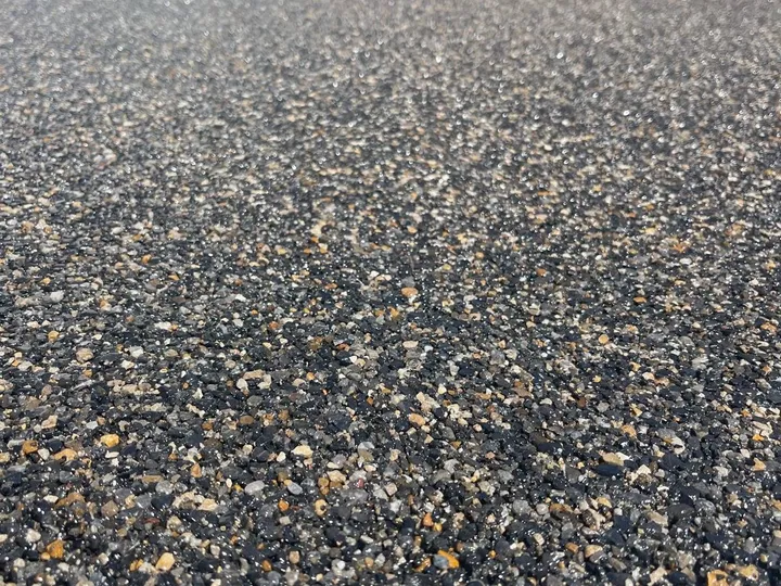 Close-up of resin bound aggregate showing the smooth, even, permeable finish