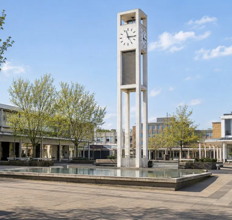 The clock tower in Town Square, Stevenage