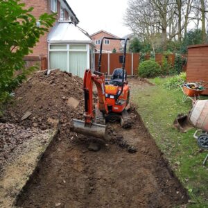 chelmsford indian sandstone patio path concrete shed base 0003